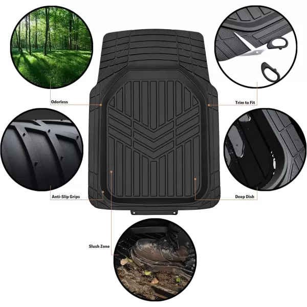 imageAmazon Basics 4Piece Heavy Duty PVC Floor Mats with Cargo Liner and Rear Waterproof Trim To Fit Car Mats BlackBlack
