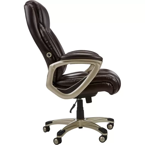 imageAmazon Basics Big ampamp Tall Executive Office Desk Chair with Lumbar Support Adjustable Height 350 Lb Capacity Brown Pewter FinishBlack