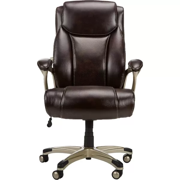 imageAmazon Basics Big ampamp Tall Executive Office Desk Chair with Lumbar Support Adjustable Height 350 Lb Capacity Brown Pewter FinishBlack