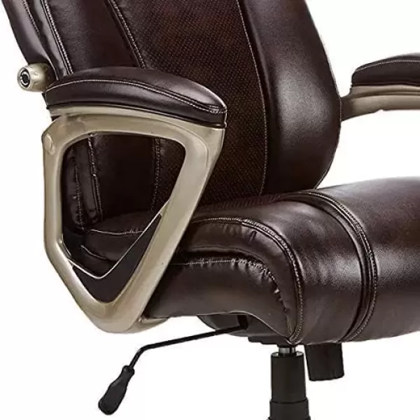 imageAmazon Basics Big ampamp Tall Executive Office Desk Chair with Lumbar Support Adjustable Height 350 Lb Capacity Brown Pewter FinishBlack