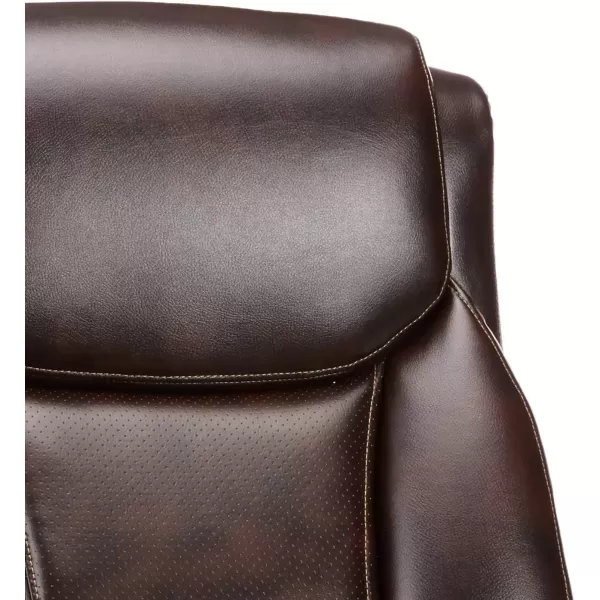 imageAmazon Basics Big ampamp Tall Executive Office Desk Chair with Lumbar Support Adjustable Height 350 Lb Capacity Brown Pewter FinishBrown