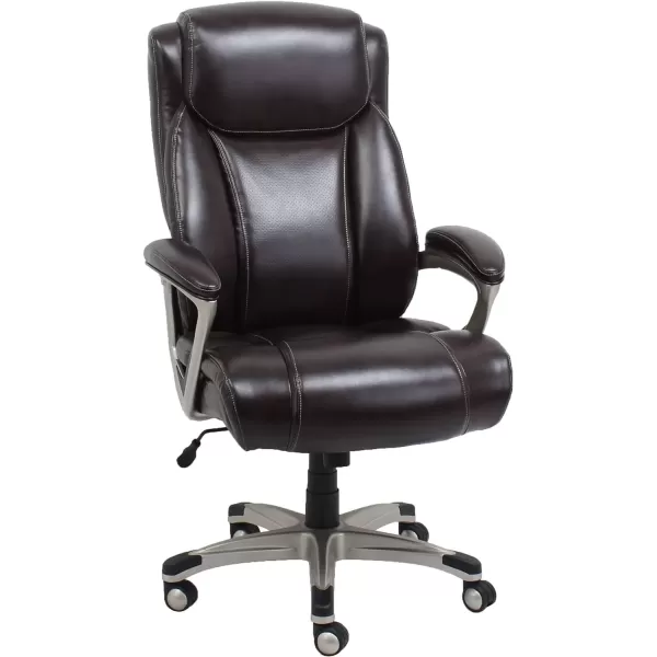 imageAmazon Basics Big ampamp Tall Executive Office Desk Chair with Lumbar Support Adjustable Height 350 Lb Capacity Brown Pewter FinishBrown
