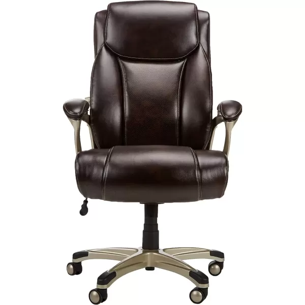 imageAmazon Basics Big ampamp Tall Executive Office Desk Chair with Lumbar Support Adjustable Height 350 Lb Capacity Brown Pewter FinishBrown