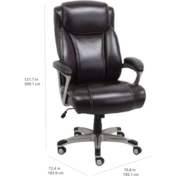 imageAmazon Basics Big ampamp Tall Executive Office Desk Chair with Lumbar Support Adjustable Height 350 Lb Capacity Brown Pewter FinishBrown