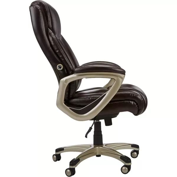 imageAmazon Basics Big ampamp Tall Executive Office Desk Chair with Lumbar Support Adjustable Height 350 Lb Capacity Brown Pewter FinishBrown