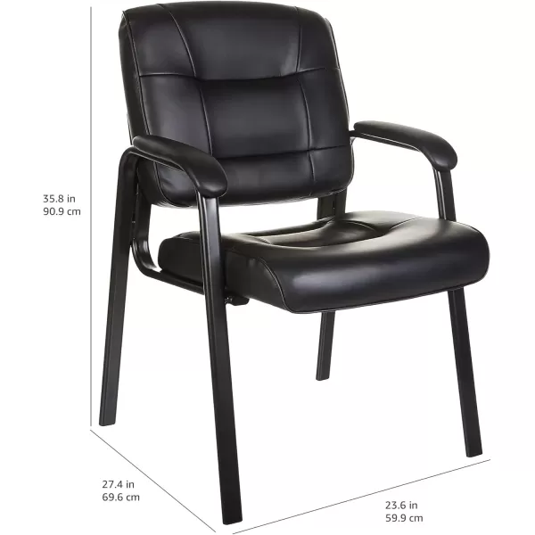 imageAmazon Basics Classic Faux Leather Office Desk Guest Chair with Metal Frame Black 274D x 236W x 358H in
