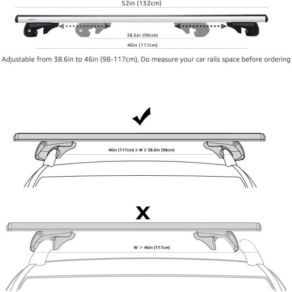 imageAmazon Basics Cross Bar Roof Rack for Kayak Snowboard Bike Luggage 52 inches Pack of 2 BlackSilver52 inches