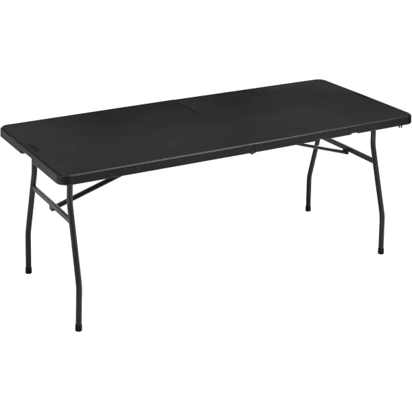 imageAmazon Basics Folding Table 6 ft with Carrying Handle Indoor ampamp Outdoor WhiteBlack
