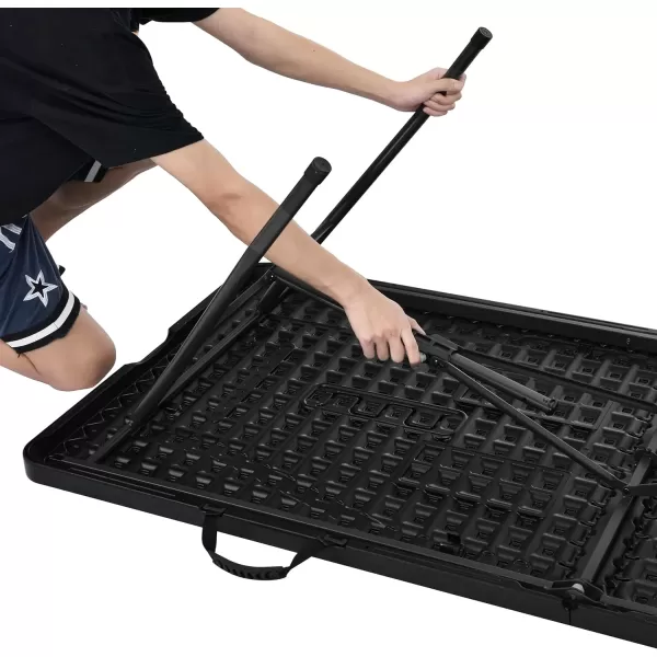 imageAmazon Basics Folding Table 6 ft with Carrying Handle Indoor ampamp Outdoor WhiteBlack