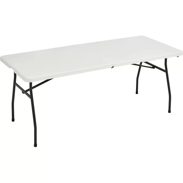imageAmazon Basics Folding Table 6 ft with Carrying Handle Indoor ampamp Outdoor WhiteWhite