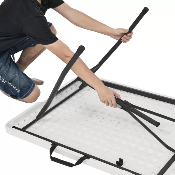 imageAmazon Basics Folding Table 6 ft with Carrying Handle Indoor ampamp Outdoor WhiteWhite
