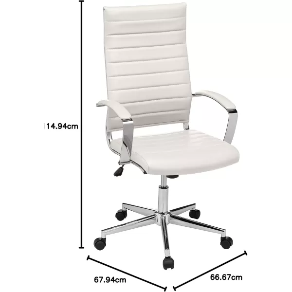 imageAmazon Basics HighBack Swivel Desk Chair Ergonomic Ribbed Faux Leather Upholstery Lumbar Support Home Modern Style Brick Red 2475quotD x 2325quotW x 4525quotHStunning White