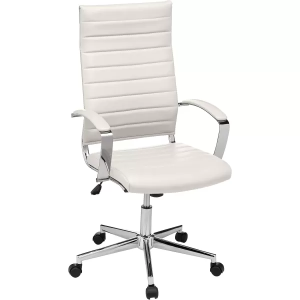 imageAmazon Basics HighBack Swivel Desk Chair Ergonomic Ribbed Faux Leather Upholstery Lumbar Support Home Modern Style Brick Red 2475quotD x 2325quotW x 4525quotHStunning White