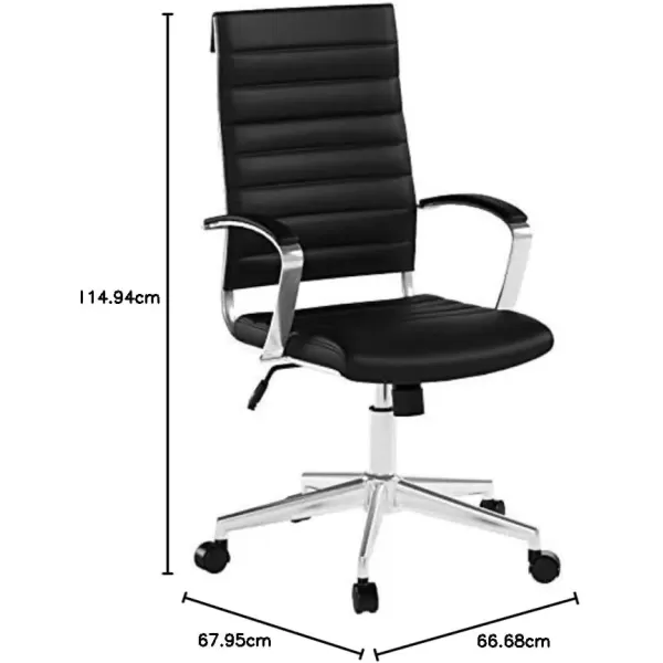 imageAmazon Basics HighBack Swivel Desk Chair Ergonomic Ribbed Faux Leather Upholstery Lumbar Support Home Modern Style Brick Red 2475quotD x 2325quotW x 4525quotHBlack