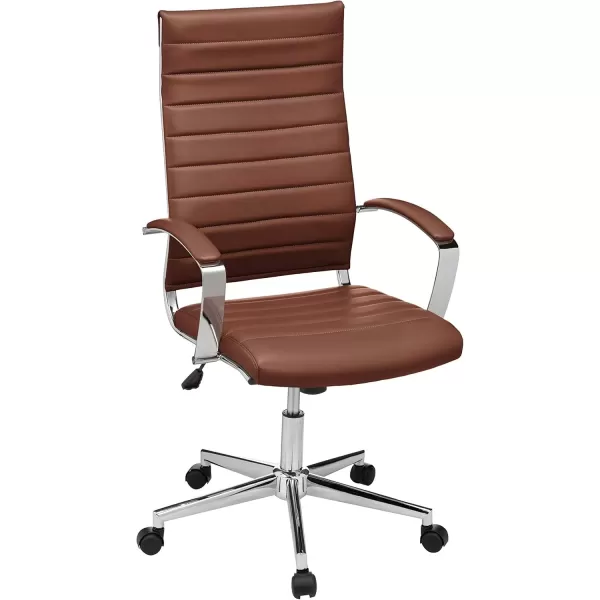 imageAmazon Basics HighBack Swivel Desk Chair Ergonomic Ribbed Faux Leather Upholstery Lumbar Support Home Modern Style Brick Red 2475quotD x 2325quotW x 4525quotHBrick Red