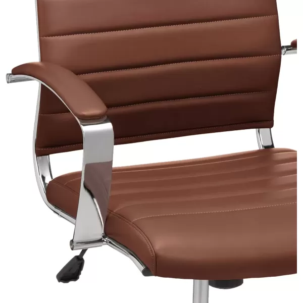 imageAmazon Basics HighBack Swivel Desk Chair Ergonomic Ribbed Faux Leather Upholstery Lumbar Support Home Modern Style Brick Red 2475quotD x 2325quotW x 4525quotHBrick Red