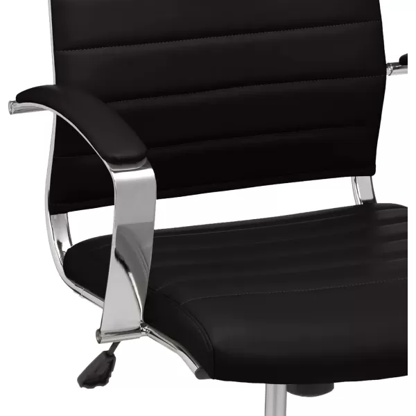 imageAmazon Basics HighBack Swivel Desk Chair Ergonomic Ribbed Faux Leather Upholstery Lumbar Support Home Modern Style Brick Red 2475quotD x 2325quotW x 4525quotHBlack