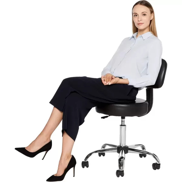 imageAmazon Basics MultiPurpose Drafting Spa Bar Stool with Back Cushion and Wheels Black 2272quotD x 2272quotW x 378quotH