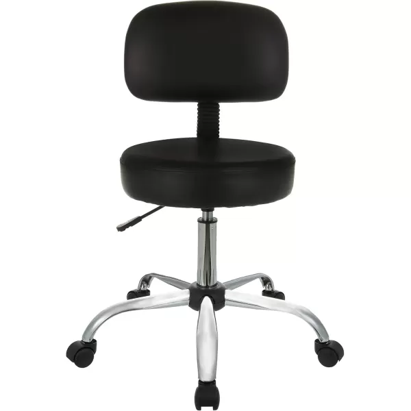 imageAmazon Basics MultiPurpose Drafting Spa Bar Stool with Back Cushion and Wheels Black 2272quotD x 2272quotW x 378quotH