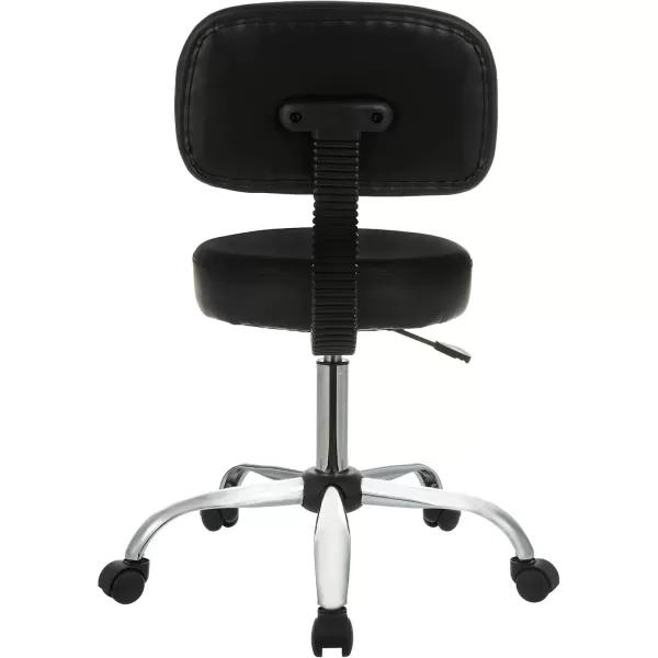 imageAmazon Basics MultiPurpose Drafting Spa Bar Stool with Back Cushion and Wheels Black 2272quotD x 2272quotW x 378quotH