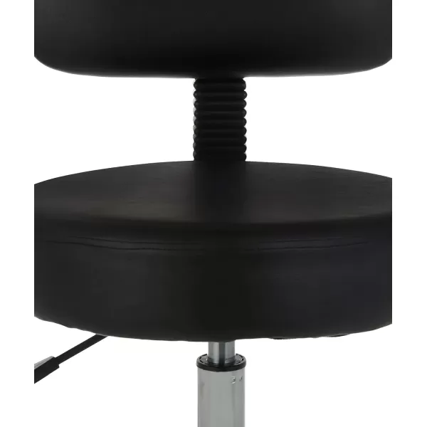 imageAmazon Basics MultiPurpose Drafting Spa Bar Stool with Back Cushion and Wheels Black 2272quotD x 2272quotW x 378quotH