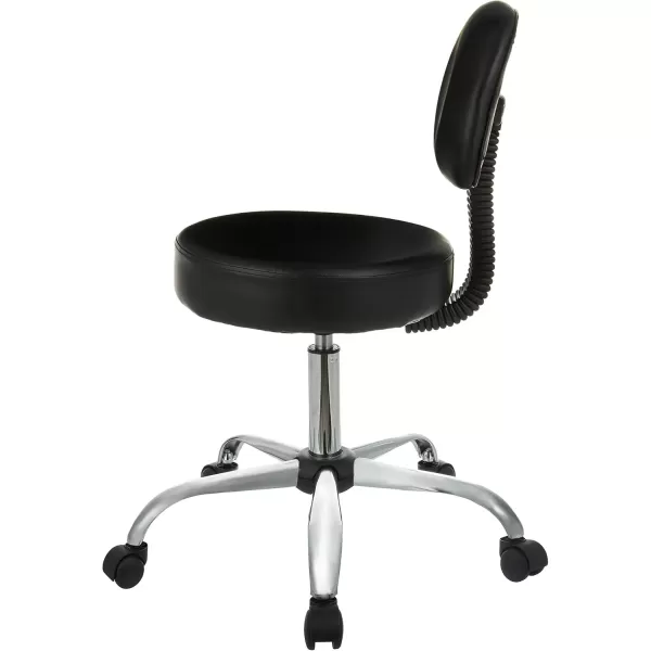 imageAmazon Basics MultiPurpose Drafting Spa Bar Stool with Back Cushion and Wheels Black 2272quotD x 2272quotW x 378quotH