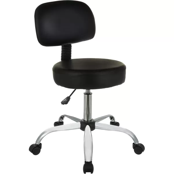 imageAmazon Basics MultiPurpose Drafting Spa Bar Stool with Back Cushion and Wheels Black 2272quotD x 2272quotW x 378quotH