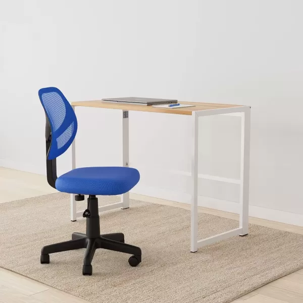 imageAmazon Basics Office Computer Task Desk Chair LowBack Pneumatic Seat Breathable Mesh Adjustable 2125quot D x 225quot W x 38quot H Swivel 270 Pound Capacity Blue NylonBlue