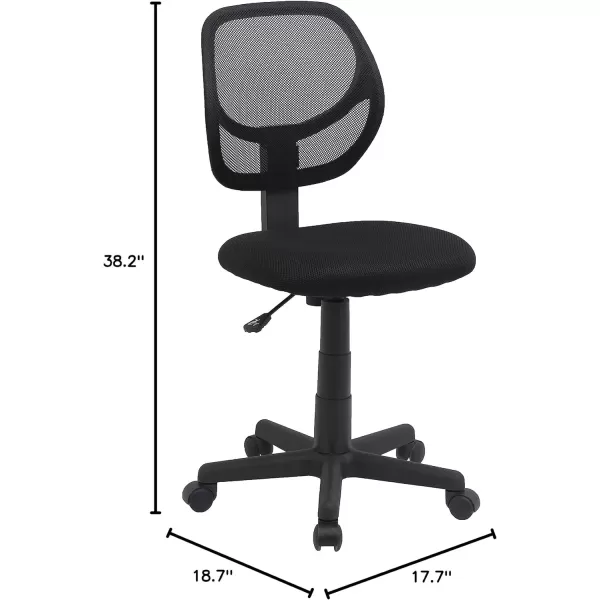 imageAmazon Basics Office Computer Task Desk Chair LowBack Pneumatic Seat Breathable Mesh Adjustable 2125quot D x 225quot W x 38quot H Swivel 270 Pound Capacity Blue NylonBlack