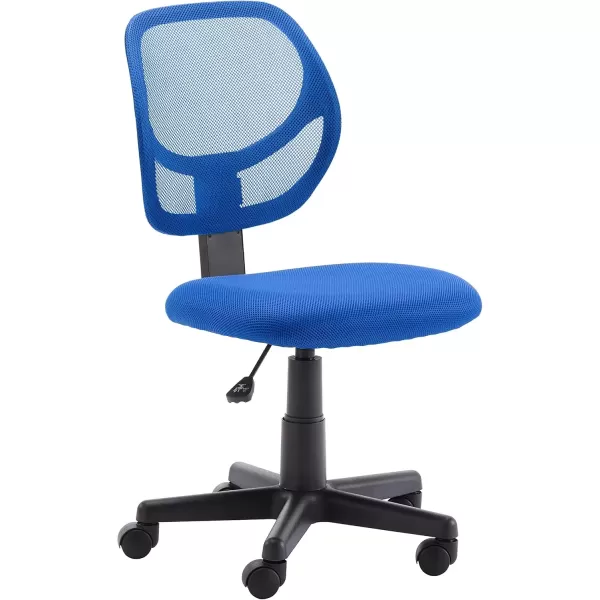 imageAmazon Basics Office Computer Task Desk Chair LowBack Pneumatic Seat Breathable Mesh Adjustable 2125quot D x 225quot W x 38quot H Swivel 270 Pound Capacity Blue NylonBlue