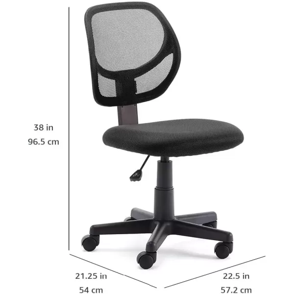 imageAmazon Basics Office Computer Task Desk Chair LowBack Pneumatic Seat Breathable Mesh Adjustable 2125quot D x 225quot W x 38quot H Swivel 270 Pound Capacity Blue NylonBlack