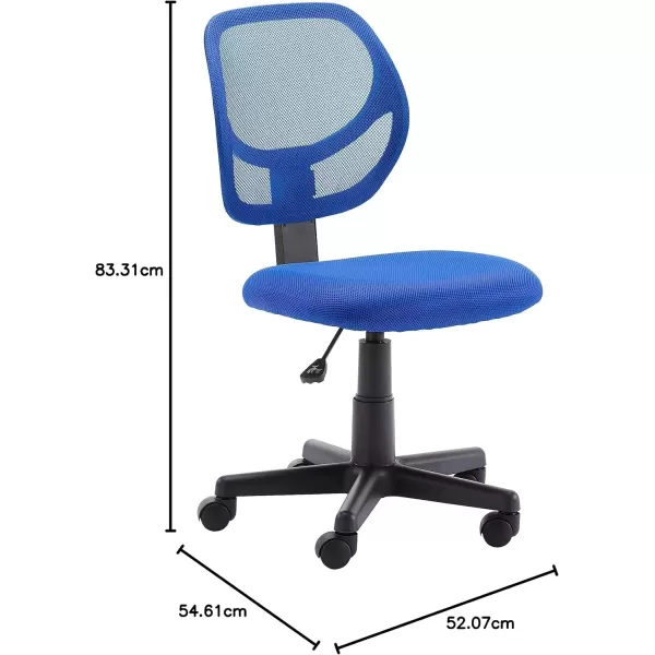 imageAmazon Basics Office Computer Task Desk Chair LowBack Pneumatic Seat Breathable Mesh Adjustable 2125quot D x 225quot W x 38quot H Swivel 270 Pound Capacity Blue NylonBlue
