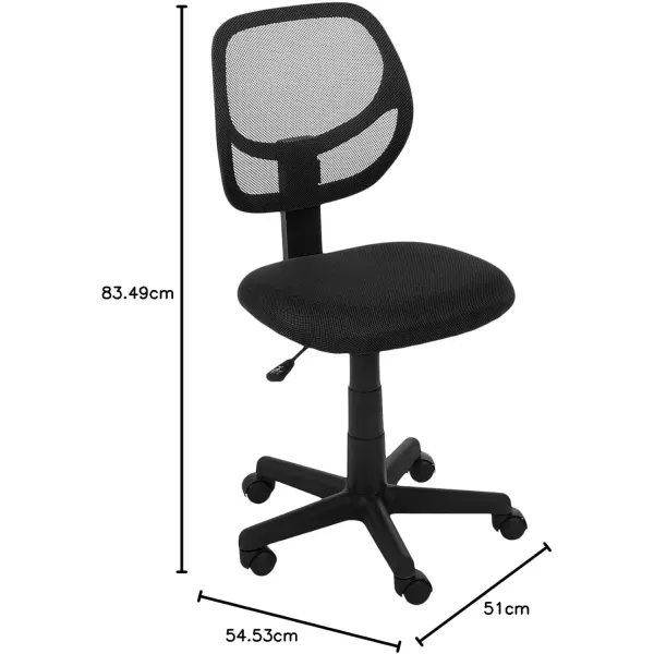 imageAmazon Basics Office Computer Task Desk Chair LowBack Pneumatic Seat Breathable Mesh Adjustable 2125quot D x 225quot W x 38quot H Swivel 270 Pound Capacity Blue NylonBlack