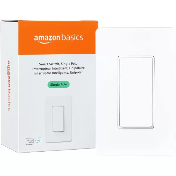 imageAmazon Basics Smart Dimmer Switch Single Pole Works with Alexa Only 24 GHz WiFi No Hub Required WhiteSingle Pole