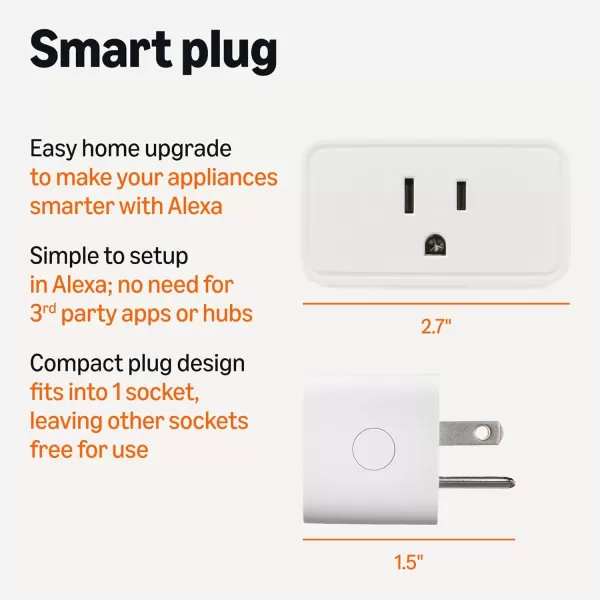 imageAmazon Basics Smart Plug Works with Alexa Only 24 GHz WiFi No Hub Required 1Pack White1Pack