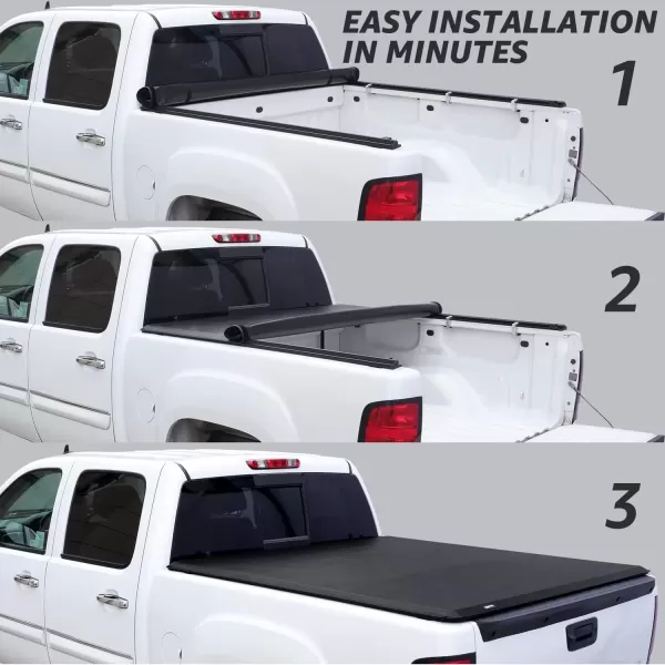 imageAmazon Basics Soft RollUp Truck Bed Tonneau Cover for 20142019 Chevy Silverado GMC Sierra 1500 20152018 Silverado Sierra 2500 3500 HD Fleetside Bed Length 65Bed Length 58