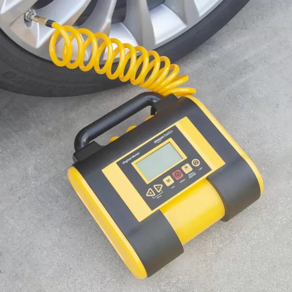 imageAmazon Basics Tire Inflator Portable Air Compressor Pump with Digital Pressure Gauge 12V DC 150 PSI Black