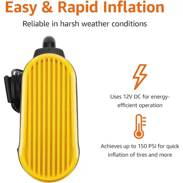 imageAmazon Basics Tire Inflator Portable Air Compressor Pump with Digital Pressure Gauge 12V DC 150 PSI Black