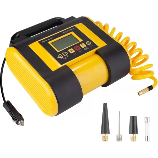 imageAmazon Basics Tire Inflator Portable Air Compressor Pump with Digital Pressure Gauge 12V DC 150 PSI Black