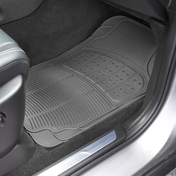 imageAmazon Basics Universal PVC Faux Rubber Car Floor Mats All Weather Protection Waterproof Flexible Trim to Fit for 95 Automotive SUV Sedans Trucks Charcoal Pure Grey Solid Gray Pack of 3Gray