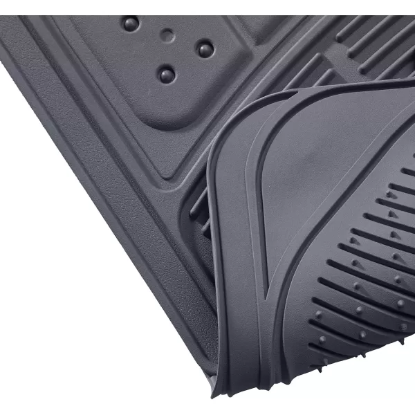 imageAmazon Basics Universal PVC Faux Rubber Car Floor Mats All Weather Protection Waterproof Flexible Trim to Fit for 95 Automotive SUV Sedans Trucks Charcoal Pure Grey Solid Gray Pack of 3Gray