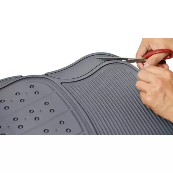 imageAmazon Basics Universal PVC Faux Rubber Car Floor Mats All Weather Protection Waterproof Flexible Trim to Fit for 95 Automotive SUV Sedans Trucks Charcoal Pure Grey Solid Gray Pack of 3Gray