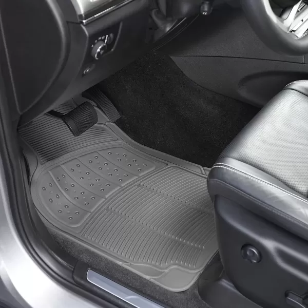 imageAmazon Basics Universal PVC Faux Rubber Car Floor Mats All Weather Protection Waterproof Flexible Trim to Fit for 95 Automotive SUV Sedans Trucks Charcoal Pure Grey Solid Gray Pack of 3Gray