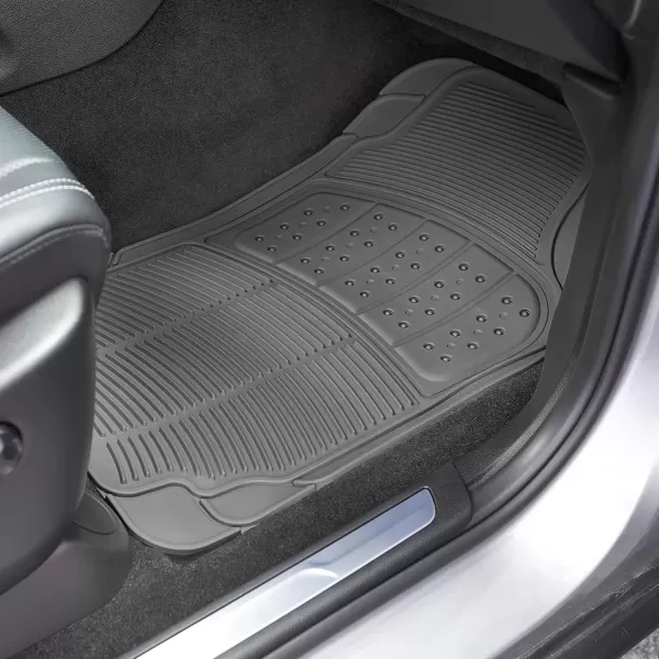 imageAmazon Basics Universal PVC Faux Rubber Car Floor Mats All Weather Protection Waterproof Flexible Trim to Fit for 95 Automotive SUV Sedans Trucks Charcoal Pure Grey Solid Gray Pack of 3Gray