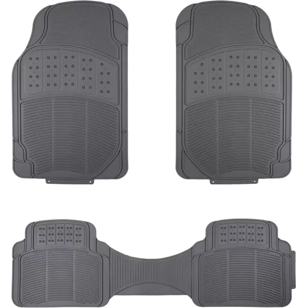 imageAmazon Basics Universal PVC Faux Rubber Car Floor Mats All Weather Protection Waterproof Flexible Trim to Fit for 95 Automotive SUV Sedans Trucks Charcoal Pure Grey Solid Gray Pack of 3Gray