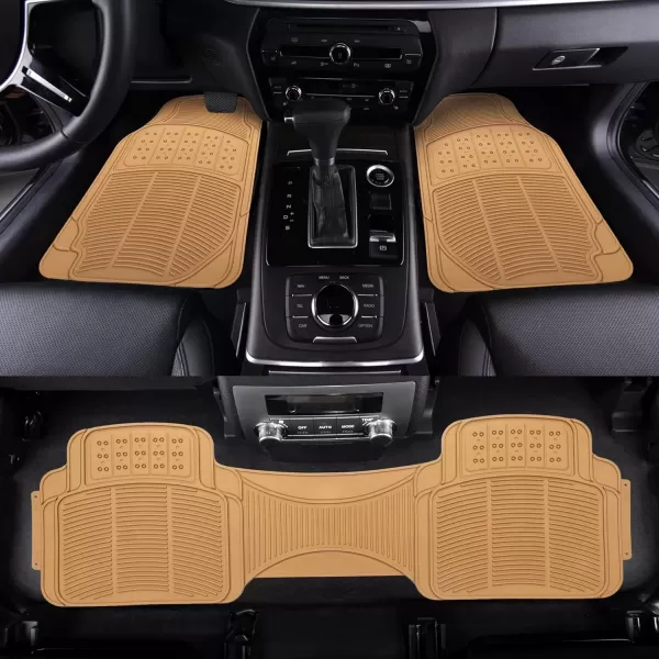imageAmazon Basics Universal PVC Faux Rubber Car Floor Mats All Weather Protection Waterproof Flexible Trim to Fit for 95 Automotive SUV Sedans Trucks Charcoal Pure Grey Solid Gray Pack of 3Beige