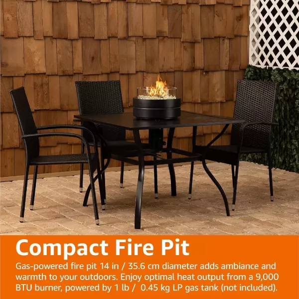 imageAmazon Basics 14Inch 9000 BTU Round Tabletop Propane Gas Fire Pit BrownDark Brown