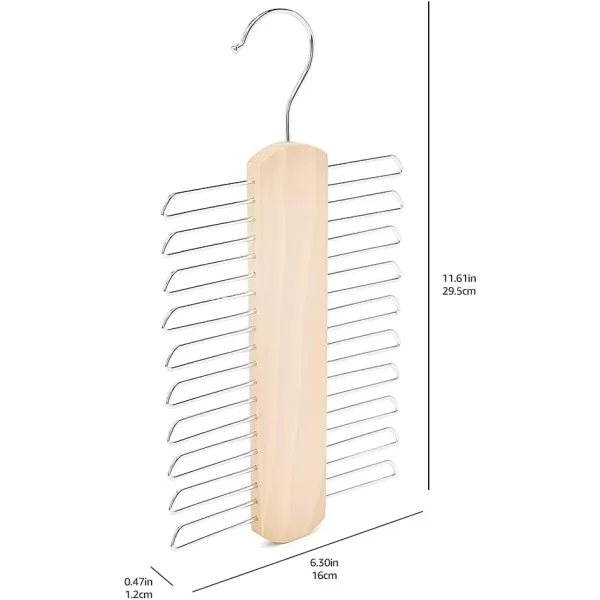 imageAmazon Basics 20 Bar Wooden Tie Hanger ampamp Belt Rack  Natural 2PackNatural