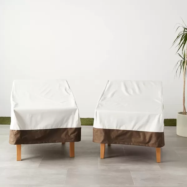 imageAmazon Basics 3Seater Outdoor Patio Deep Lounge Sofa Cover BeigeTanSet of 2