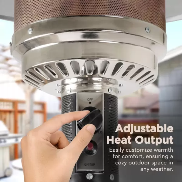 imageAmazon Basics 46000 BTU Outdoor Propane Patio Heater with Wheels Commercial ampamp Residential Havana Bronze 321 x 321 x 913 inches LxWxHHavana Bronze